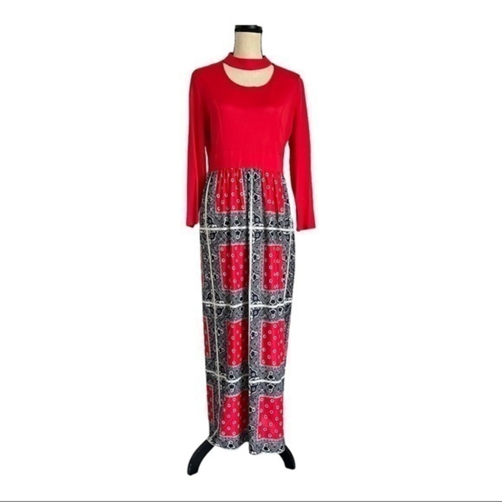 Vintage 70s Parkshire Original Maxi Paisley Print Dress With Talon Zipper size M